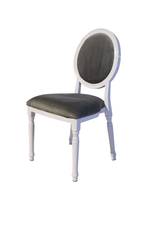 Hannah Jane Chair - Grey Velvet With White Frame