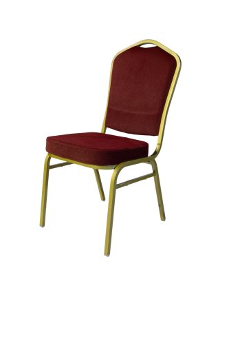 Steel Chair - Burgundy With Gold Frame