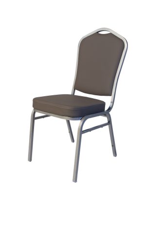 Steel Chair - Grey Leatherette With Silver Frame